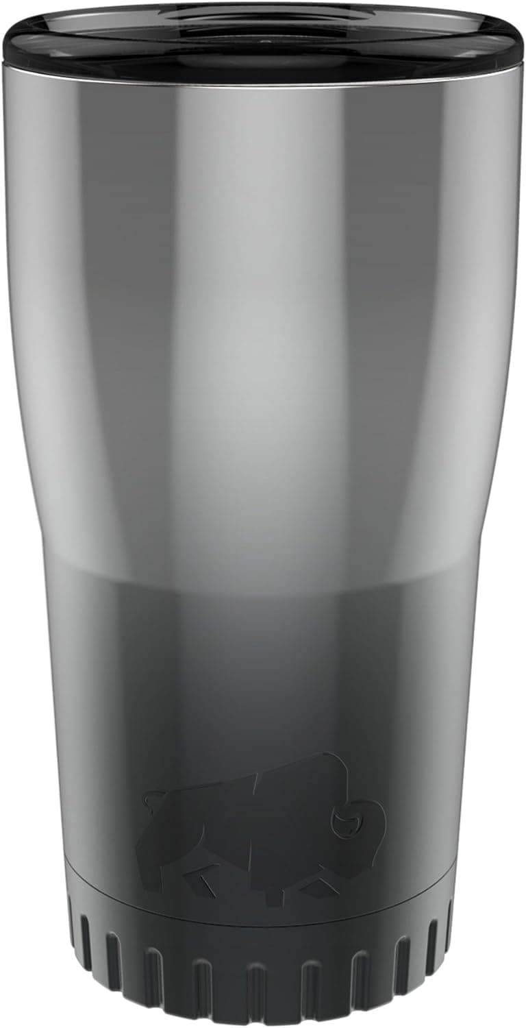 Silver Buffalo OmbrÃ Double Walled Stainless Steel Travel Tumbler, 20-Ounces, Grey