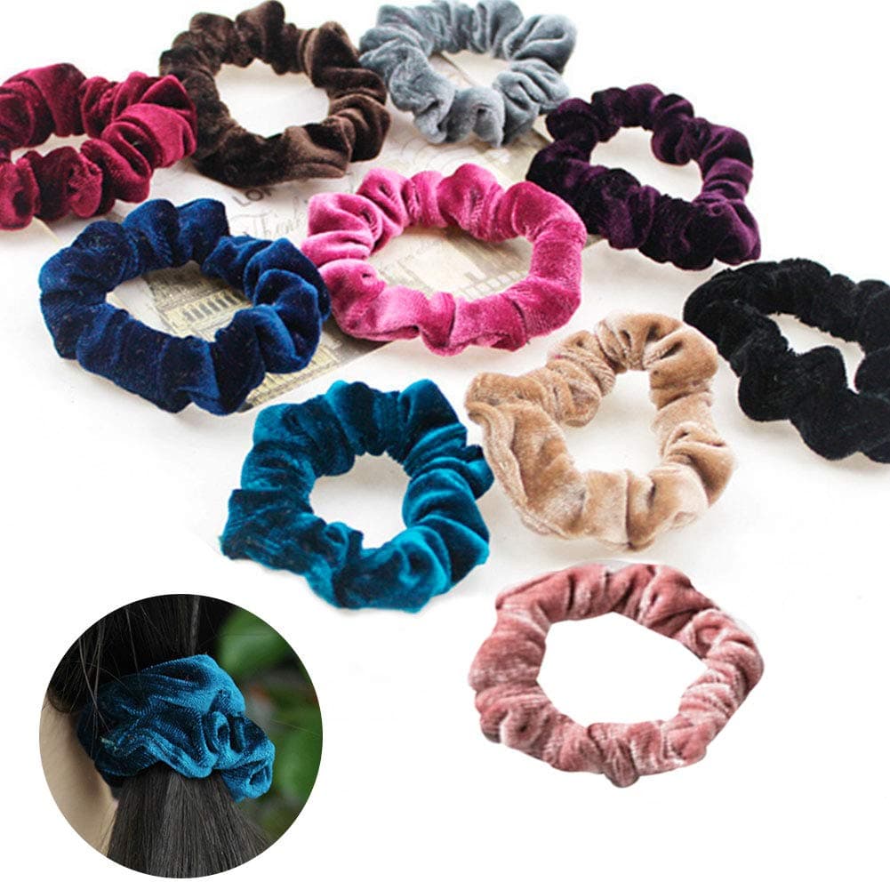 Silk Scrunchies for Hair - Ponytail Holder Scarves Accessories for Girls & Women (ASmileBox_ColorPack5)
