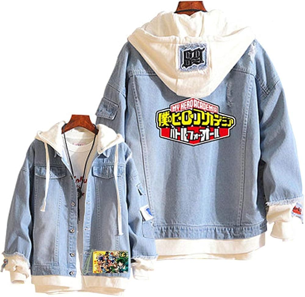 Boku No Hero Academia My Hero Academia Denim Jacket Hoodie Purse Set Cosplay Unisex Anime(9,XXL)