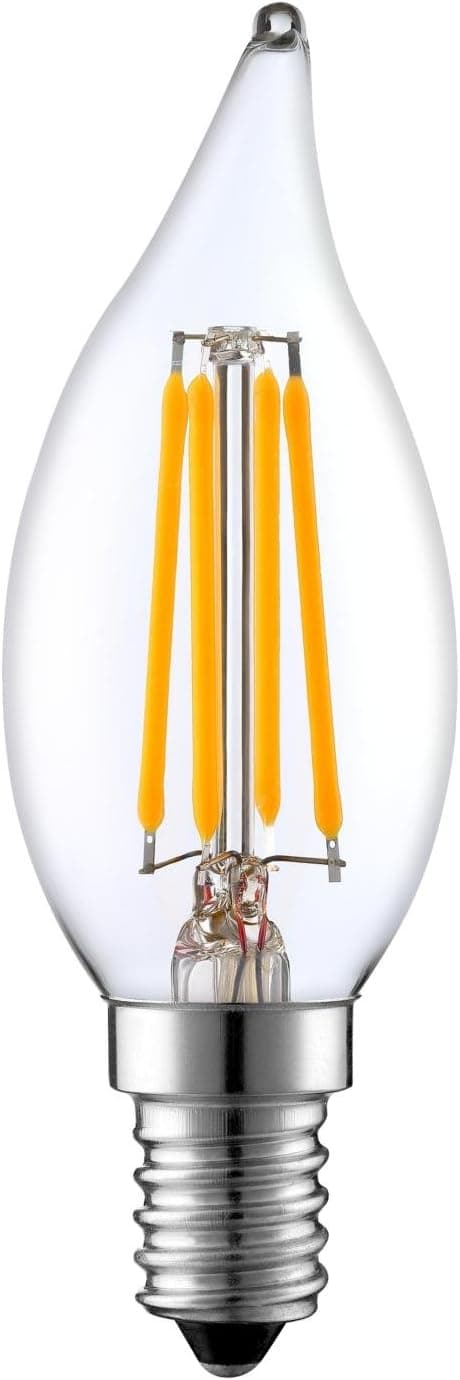 6 LED 4 Watt Chandelier Candle Bulbs Flame Tip 40 Watt Equivalent E12 base Warm White 2700K-C32 Lamp