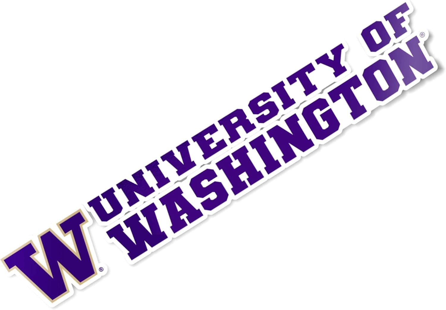 University of Washington Sticker Huskies U of W Name Logo Vinyl Decal Laptop Water Bottle Car Scrapbook (8 Inch Sticker)