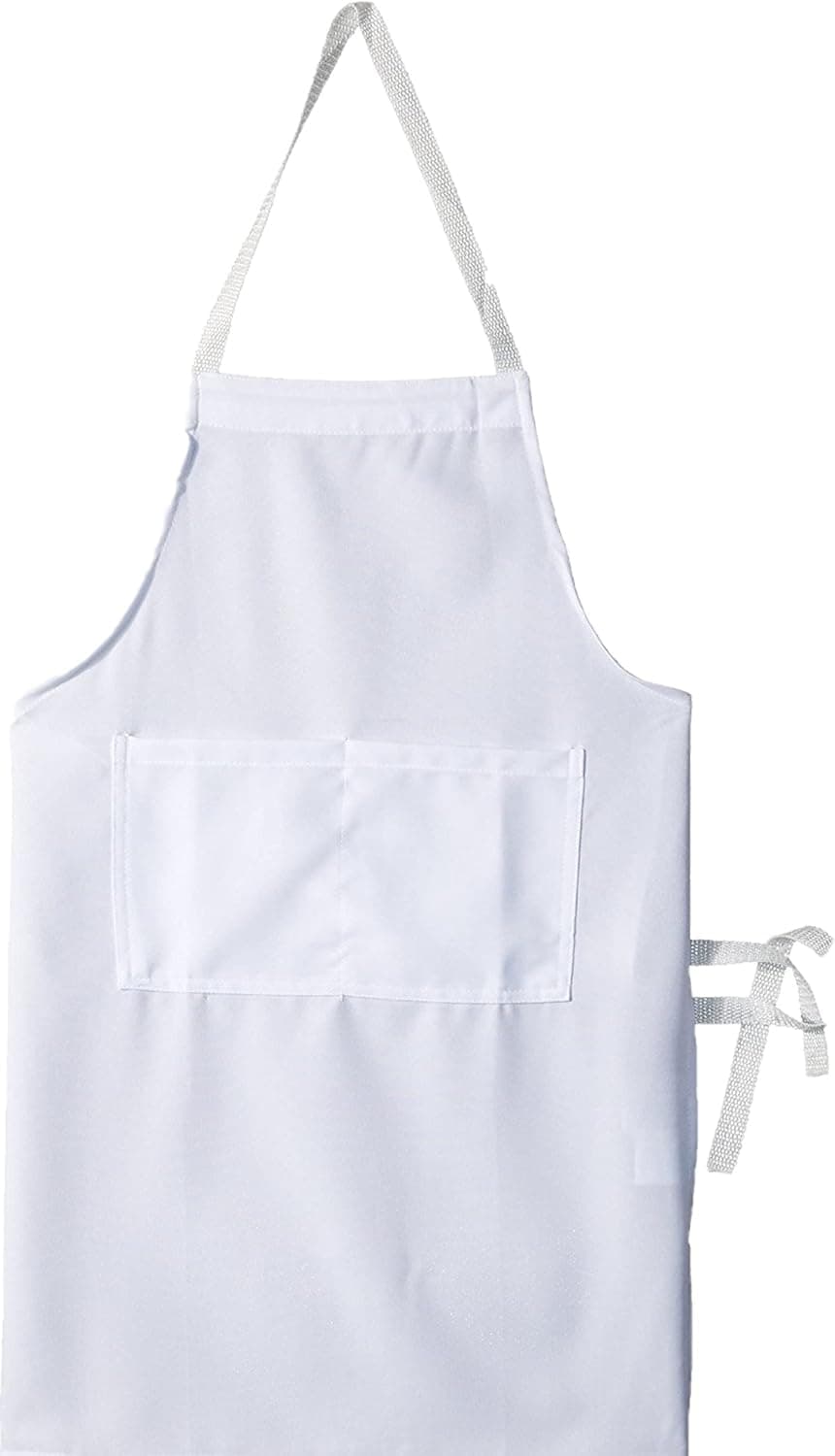 CHEFSKIN WHITE M Set Apron + Hat Chef Costume Fits Kids 8-12 New the Best Party Favor, Made of Real Fabric, You Can Mark, Draw, Iron-on Etc