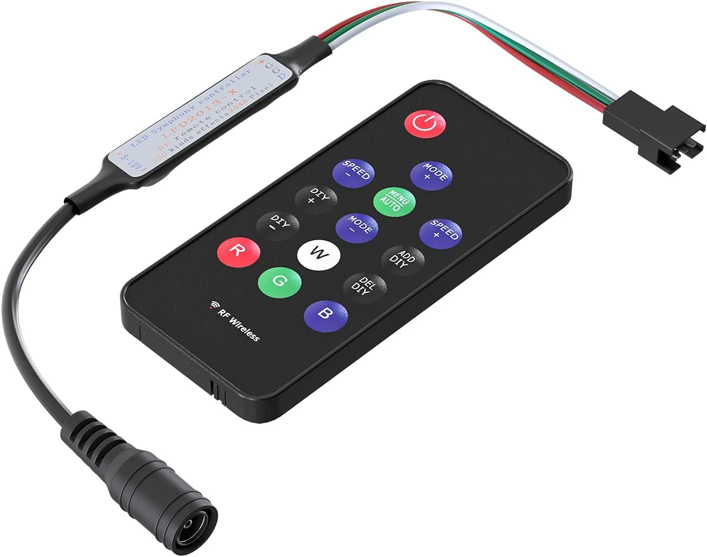 SEZO DC 5-12V Mini 14 Key Wireless RF Remote Dream Color Controller for WS2811 WS2812B 300 Different Kinds of Digital Color LED Strip Light, Black