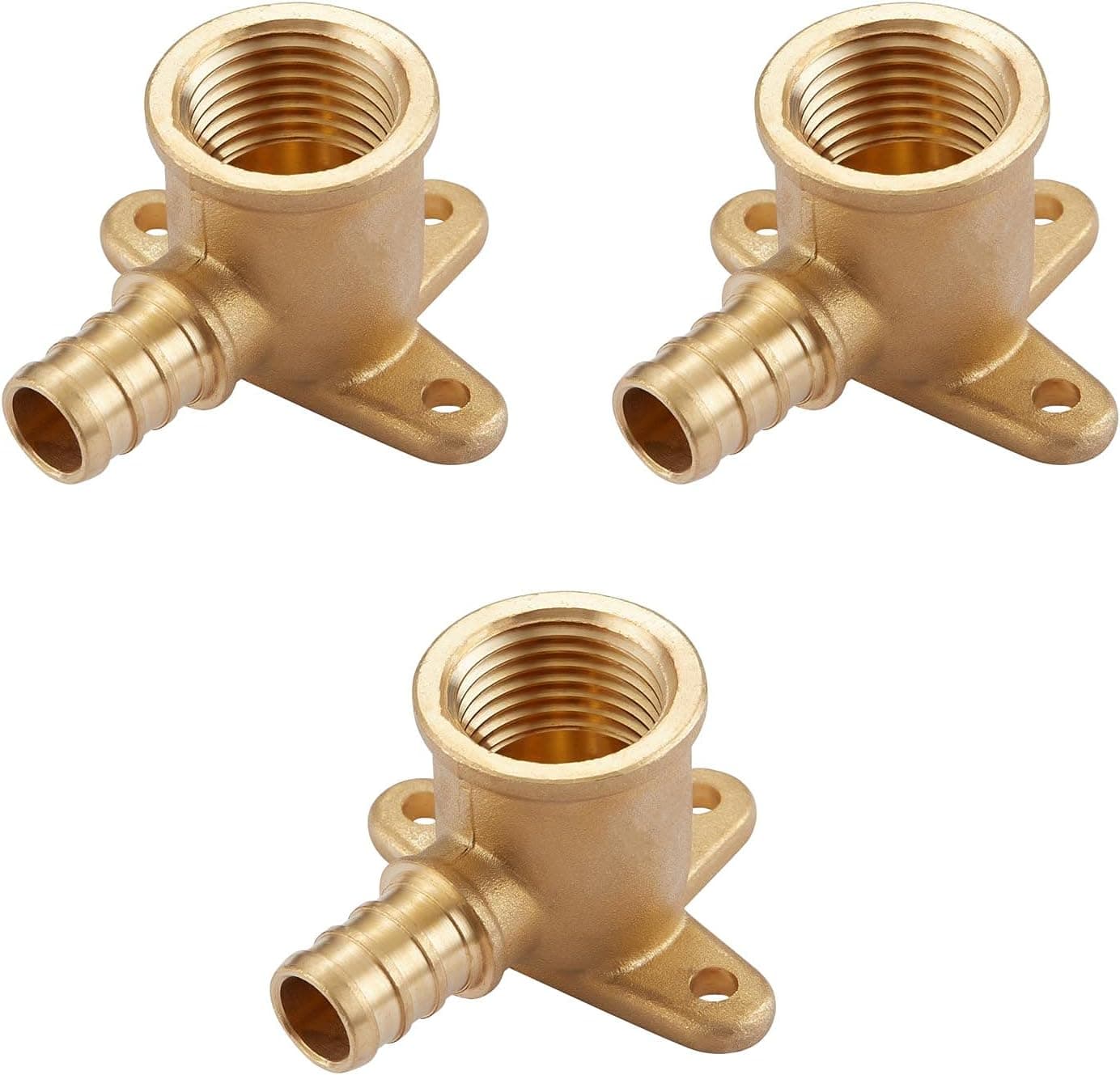 Litorange Lead-Free Brass Construction 3 PCS 1/2" PEX x 1/2 Inch NPT Female 90 Elbow Dropear Drop Ear Elbow（Pack to 3）