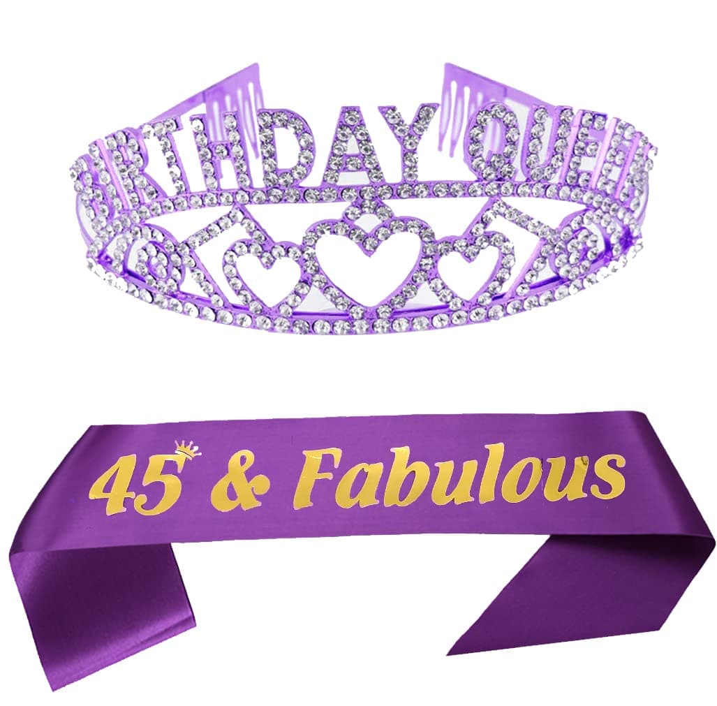 Birthday Queen Crowns and Sash Kit for Women 45 Fabulous Sash and Birthday Tiara Kit Cystal Tiara Princess Crowns Birthday Party Favor Supplies