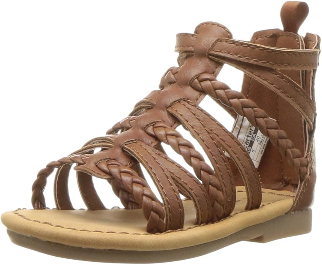 carter's Girls' Smile Gladiator Sandal, Brown, 5 M US Toddler