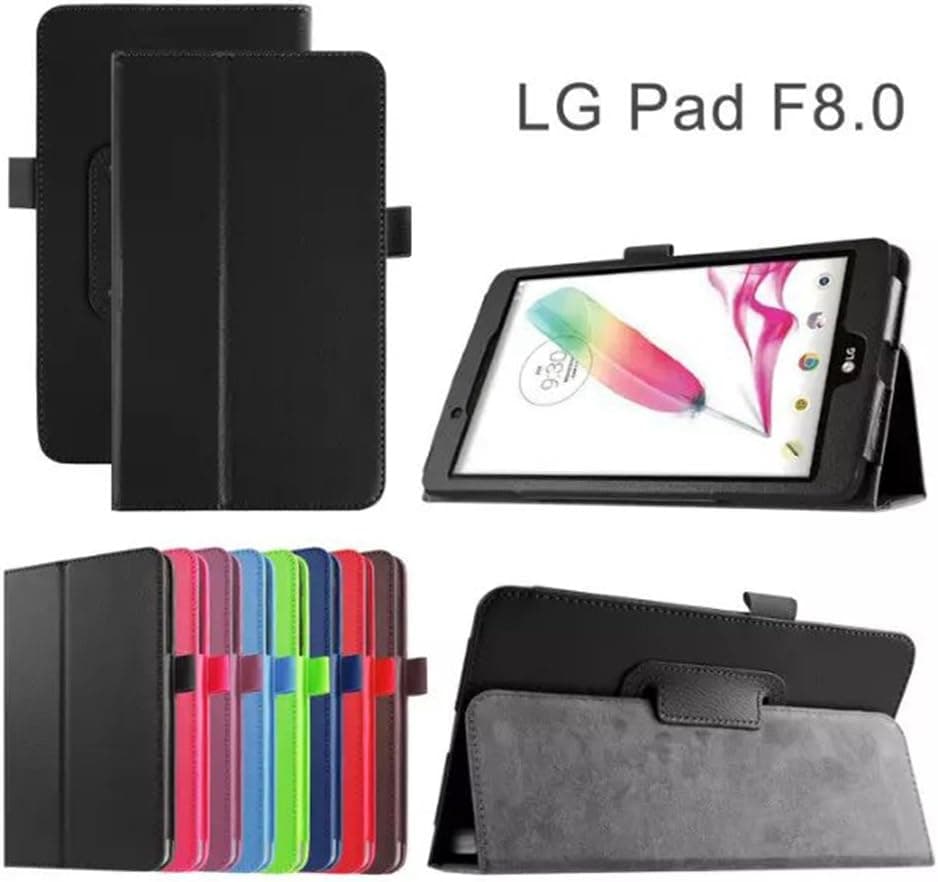 JackGold LG G Pad f8.0(AT&T V495 / T-Mobile V496) New Soft Impact Resistant Litchi Texture Bracket Back Premium Synthetic Leather Smart Book Cover Case for LG G Pad F8.0(AT&T V495 / T-Mobile V496) Black