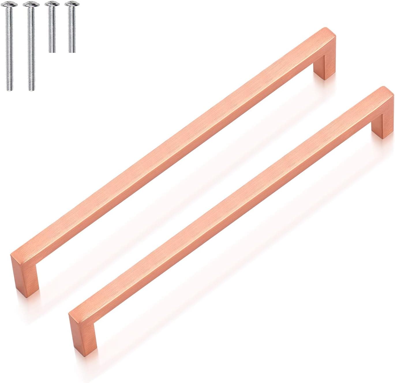 Fashion Furniture Direct 10 Pack Bar Shape Cabinet Pulls,Stainless Steel Square Cabinet Handles,10 inch Hole Centers Copper Pulls for Dresser Drawers,Rose Gold Kitchen Pulls