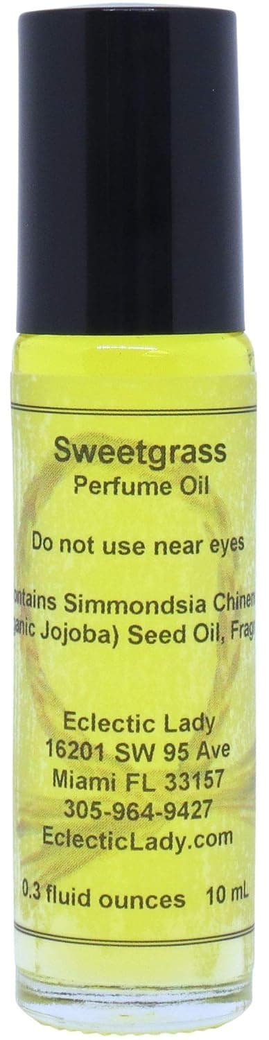 Sweetgrass Perfume Oil, 0.3 Oz Portable Roll-On Fragrance with Long-Lasting Scent, Delightful Essential Oils and Jojoba Oil For Daily Use