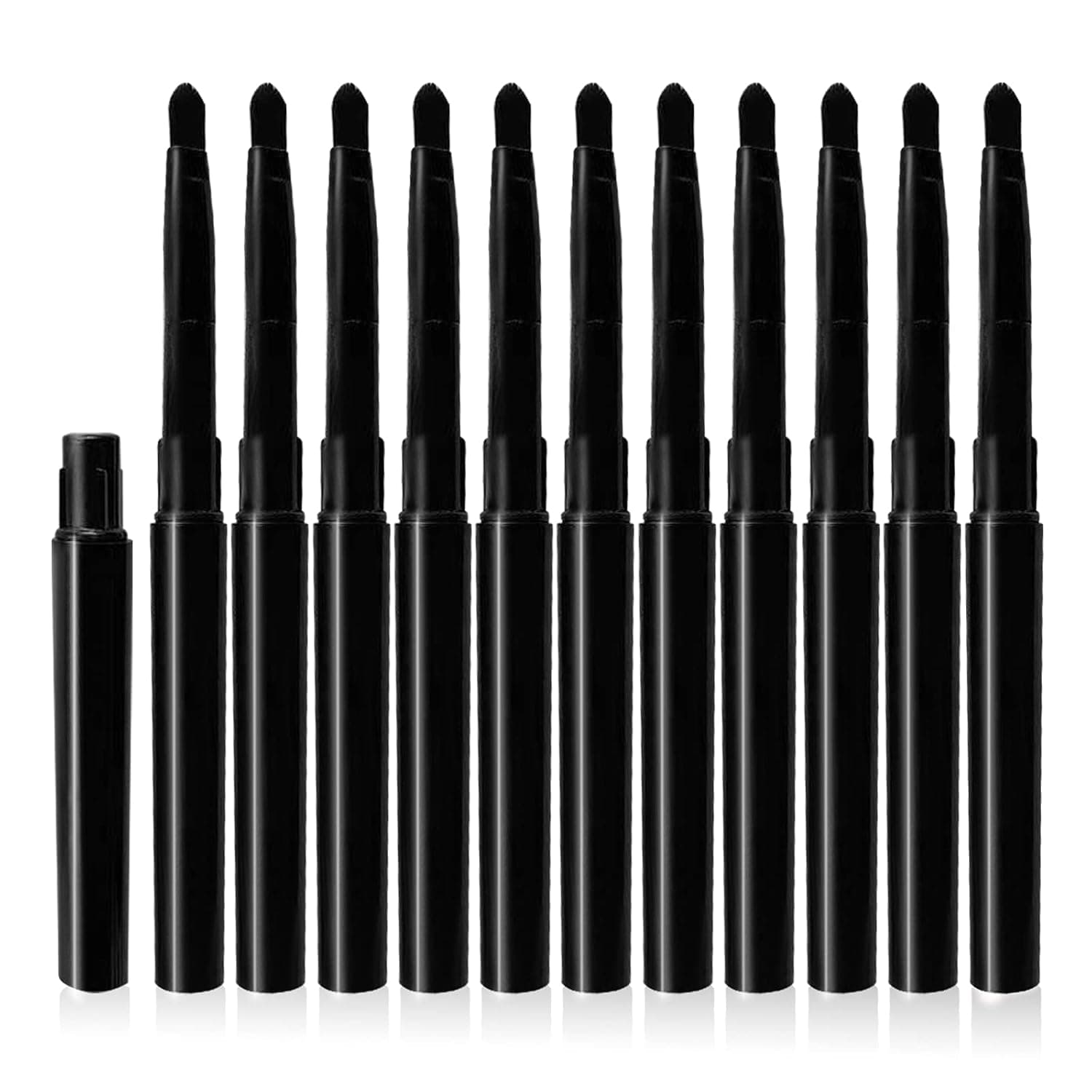 UorPoto Makeup Brushes Set,12Pcs Women Professional Eyeliner Lipstick Applicator Sets,2-in-1 Lip Scrub Brush with Lid Portable(black)