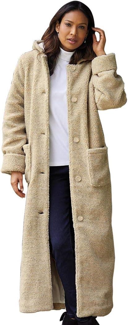 ANTHONY RICHARDS Women's Berber Coat Long Coat with Button Front and Cuff Sleeves