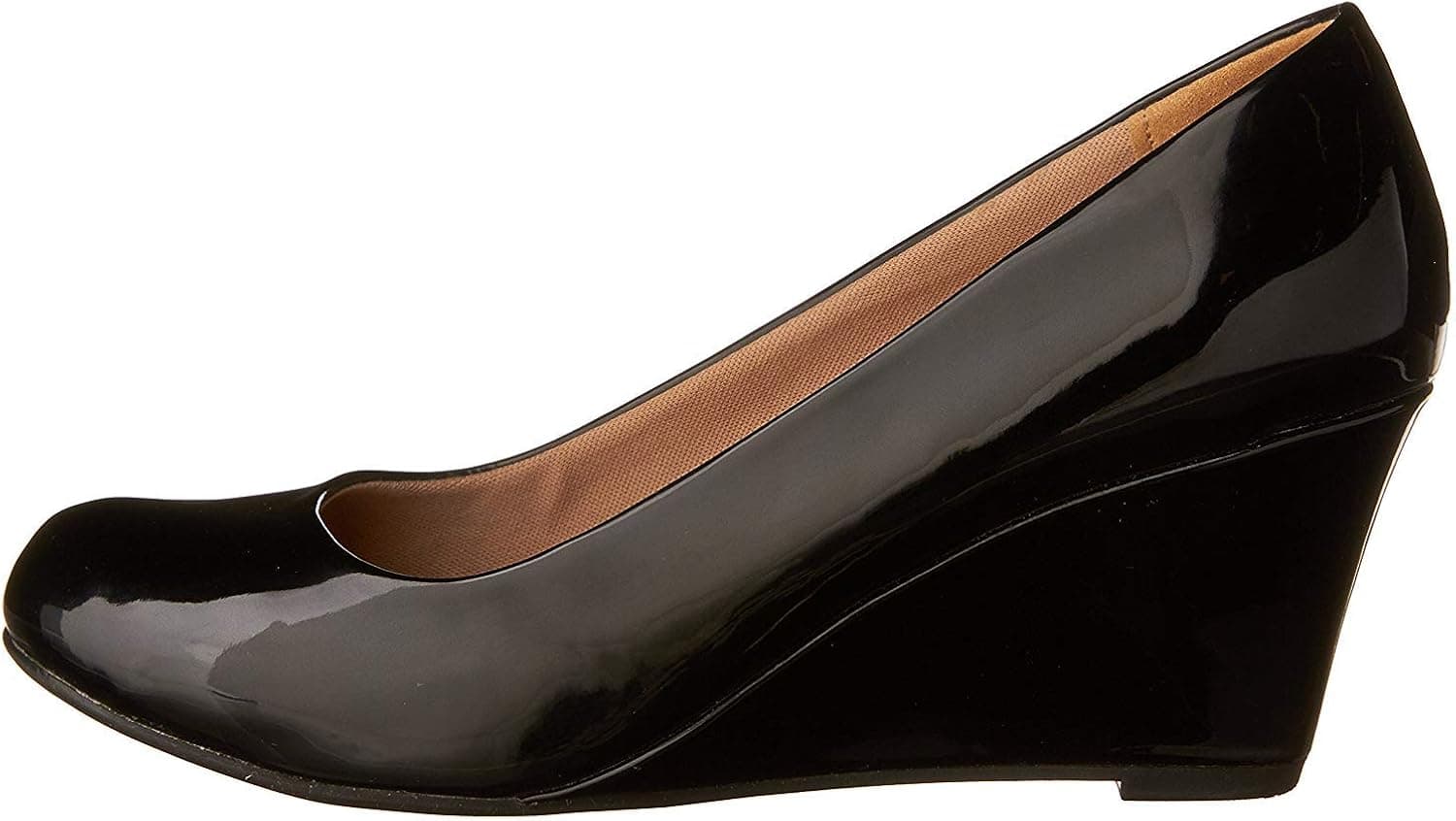 Forever Link Women's Patent Round Toe Wedge Pumps