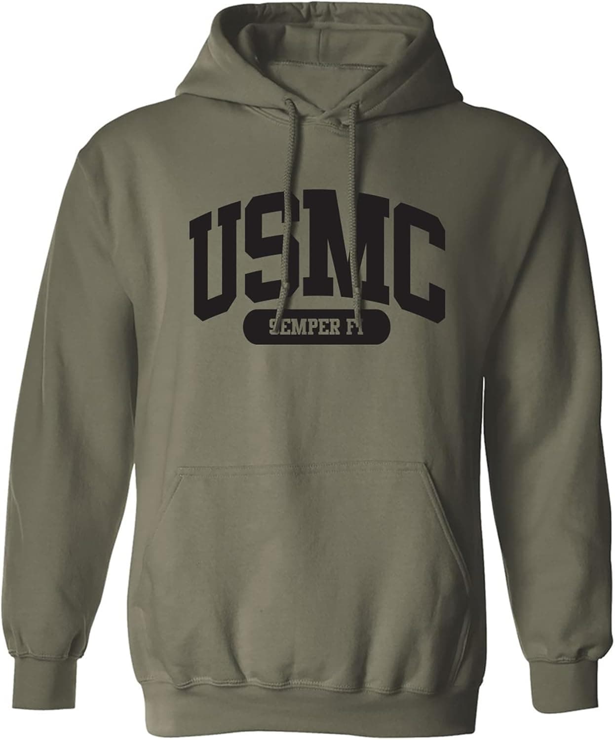 USMC Semper Fi Marines Hooded Sweatshirt in Military Green