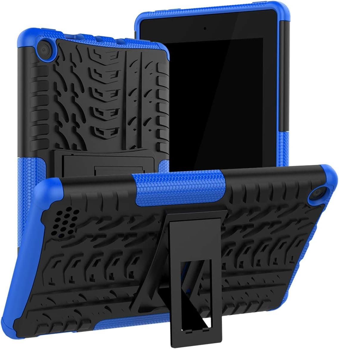 ROISKIN Dual Layer Heavy Duty Shockproof Impact Resistance Military Protective Case with Kickstand Compatible with Fire 7 Case 9th Gen / 7th Generation 2019 / 2017 Release, Blue