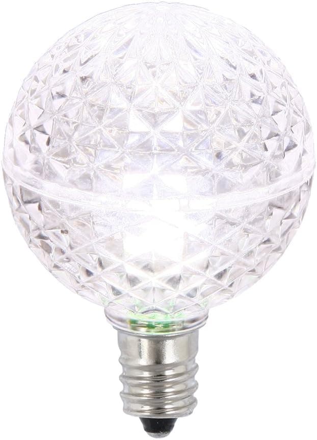 Vickerman 25816 - G40 Candelabra Screw Base Pure White LED Faceted (25 pack) Christmas Light Bulbs (XLEDG4P)