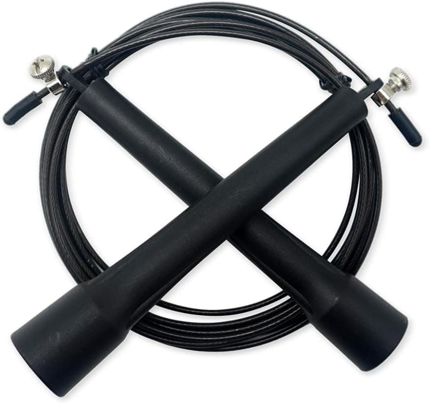 WOD Wear Speed Cable Jump Rope by, Ultra Fast Fully Adjustable - Great for Double Unders, Boxing, Traveling Workouts, MMA, Exercise and Fitness, 100% (Black)