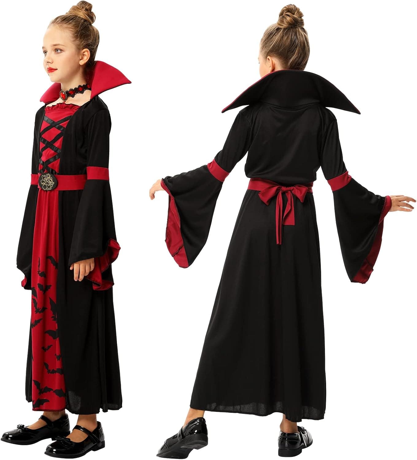 Royal Vampire Costume for Girls Halloween Dress Up Party Vampire-Themed Party with one Choker.