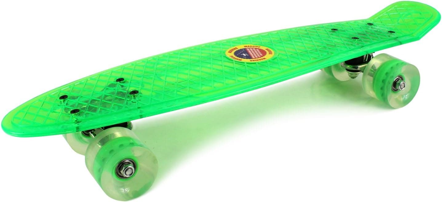 Clear Street Cruiser Complete 22" Banana Skateboard w/ 58mm Wheels, ABEC-7 Bearings, Metal Trucks (Green)