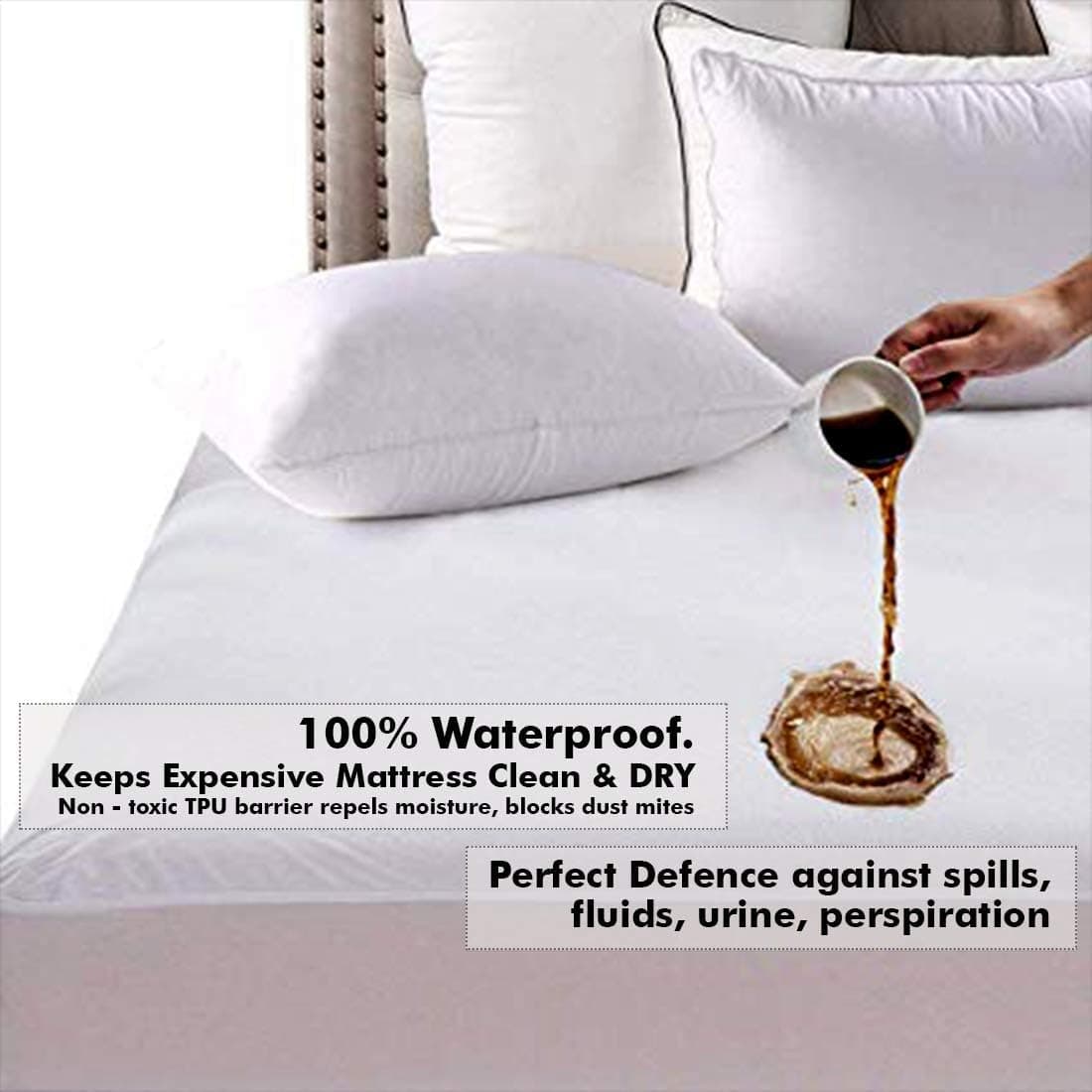 LINENWALAS Mattress Protector King – Waterproof, Bamboo Terry Soft Fabric, Dust Proof Ultra Soft Breathable Bed Cooling Mattress Cover (King Size)