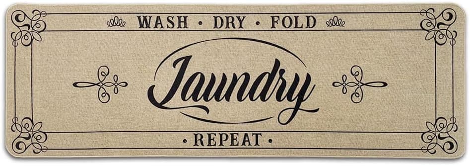 Laundry Room Rugs Cushioned Anti Fatigue Non Skid Waterproof Laundry Runner, Decorative Laundry Mats Farmhouse Style for Laundry Room Floor