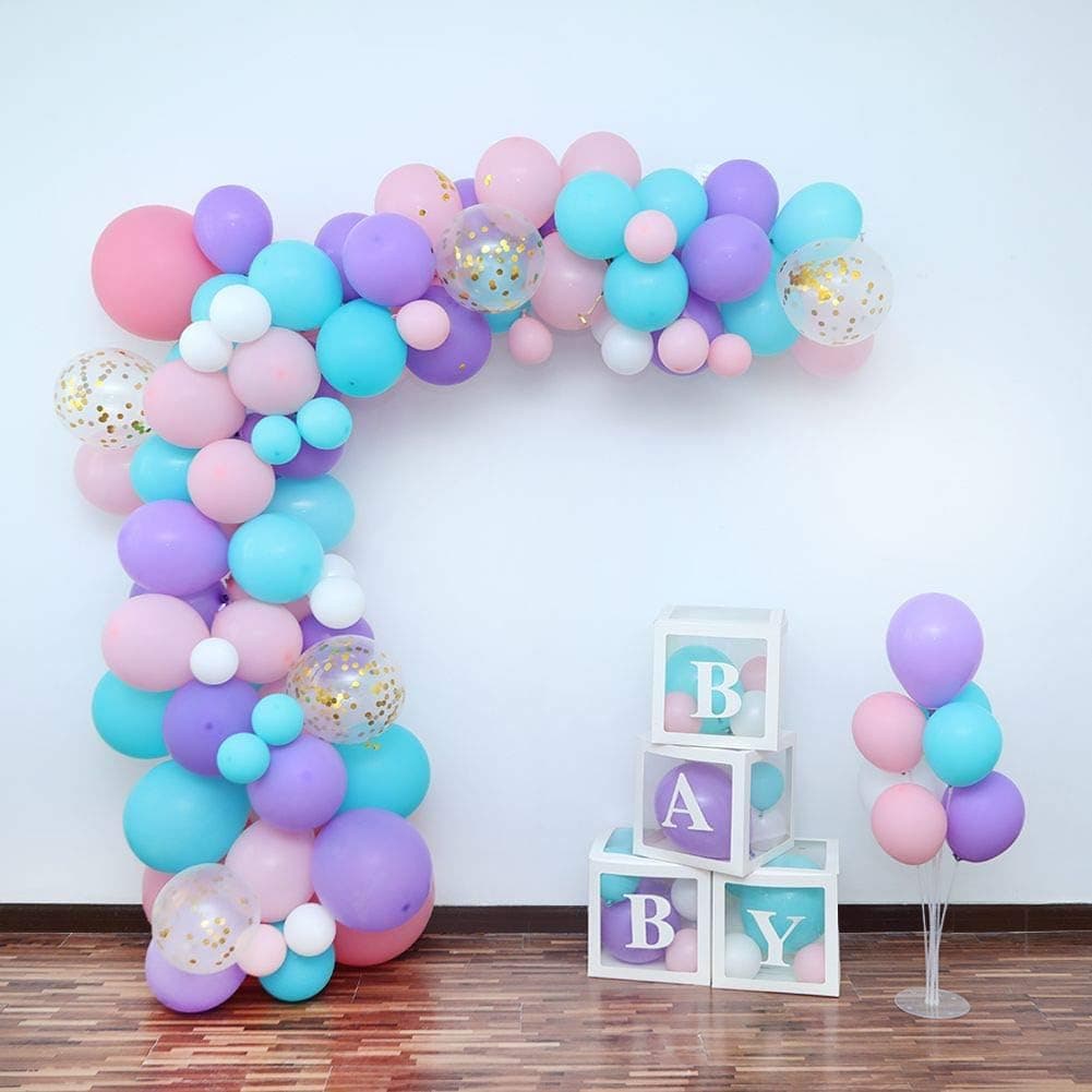 Unicorn Balloon Garland Arch Kit,119 PCS 12in 18in White, Purple, Pink, Mint and Gold Party Balloons with 4PCS Balloon Decorating Kit for Baby Shower, Girls Birthday,Unicorn Mermaid Party Decorations