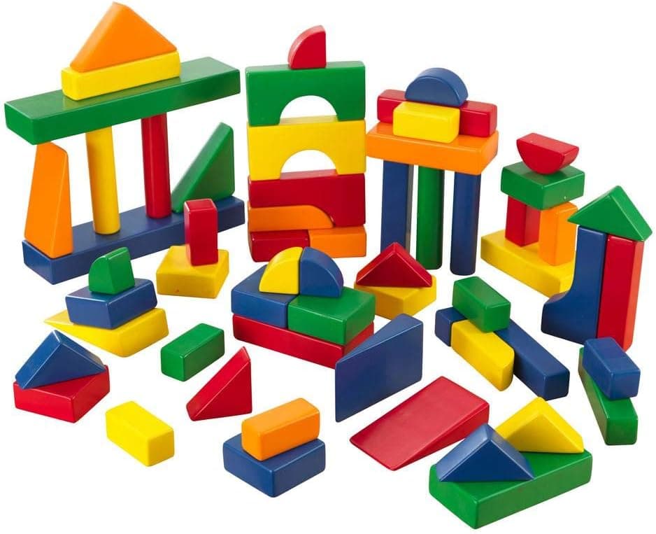 KidKraft Wooden Block Set in Primary (60-Piece)