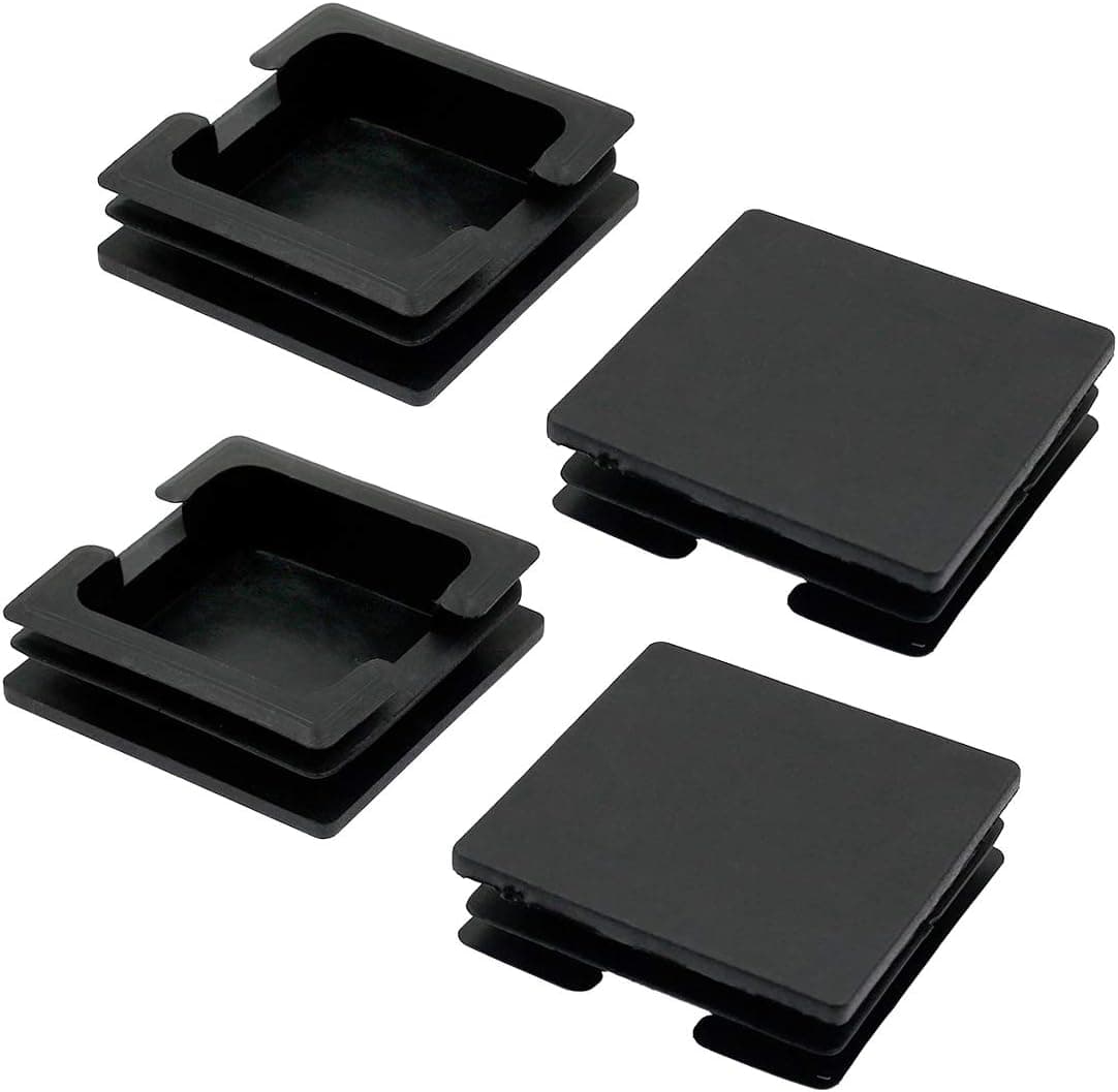 Qjaiune 3 Inch / 75mm Square End Caps Plastic Plug Covers, Black Tube End Caps Fence Post End Caps for Pipe Post, Chairs and Furnitures (4 Pack)