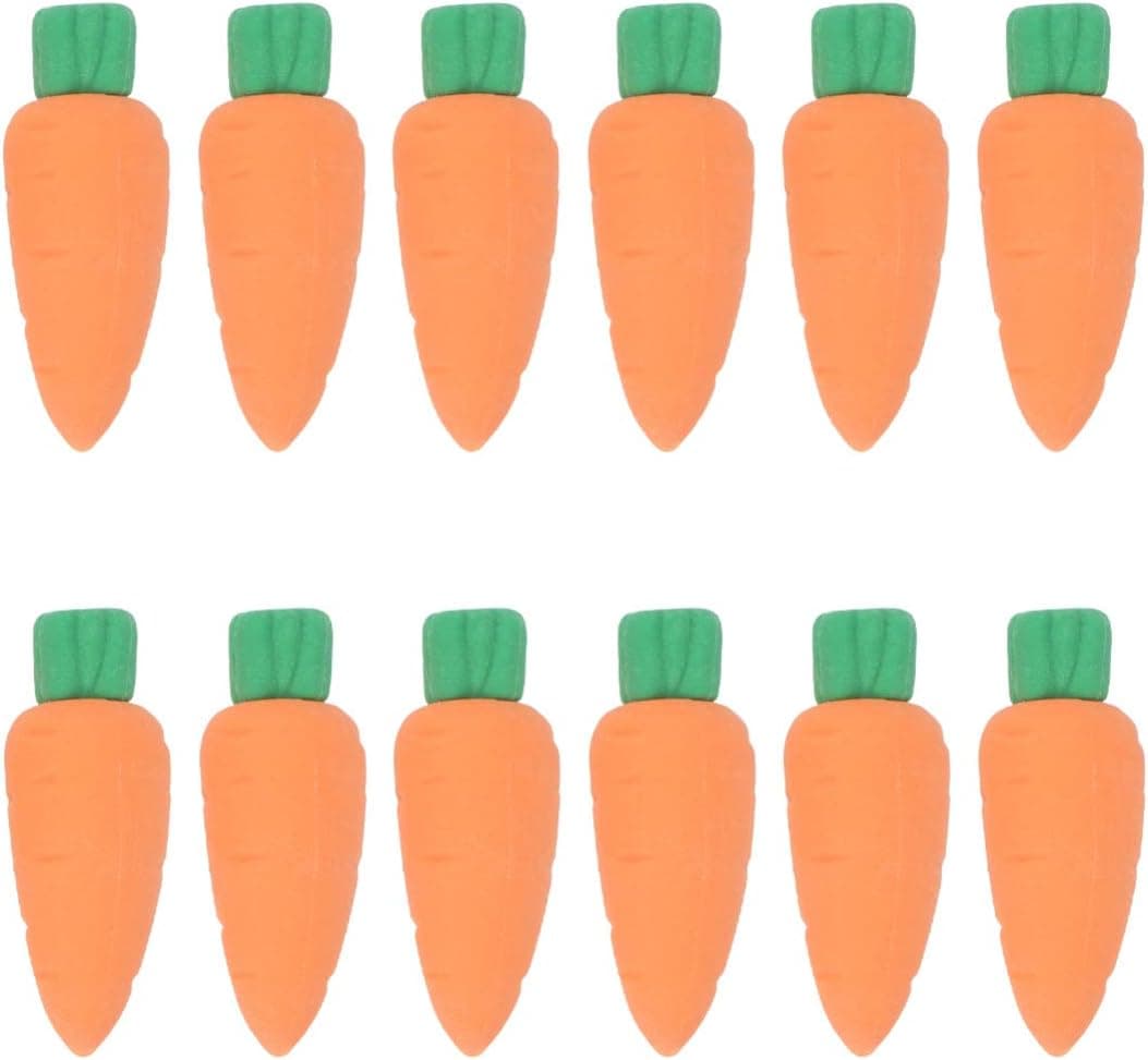 TOYANDONA 30pcs Mini Carrot Erasers Miniature Vegetables Pencil Erasers for Kids Children Easter Party Favors School Classroom Rewards &Supplies