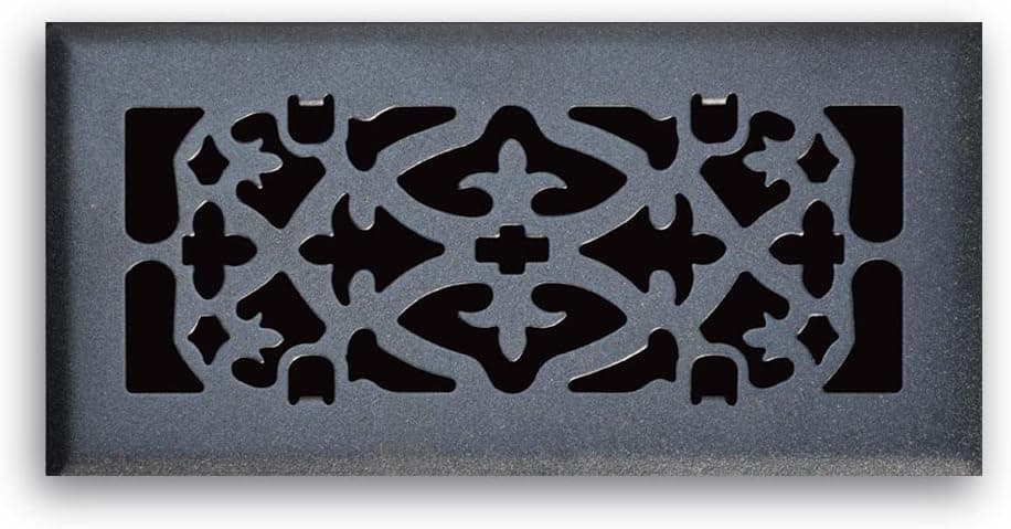 Truaire C164-OMB 04X12(Duct Opening Measurements) Decorative Floor Grille 4-Inch by 12-Inch Ornamental Scroll Floor Diffuser, Matte Black Finish