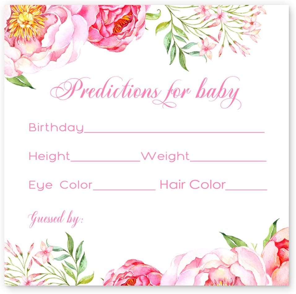 Floral Baby Shower Prediction for Girls Baby Shower Game (25 Pack)