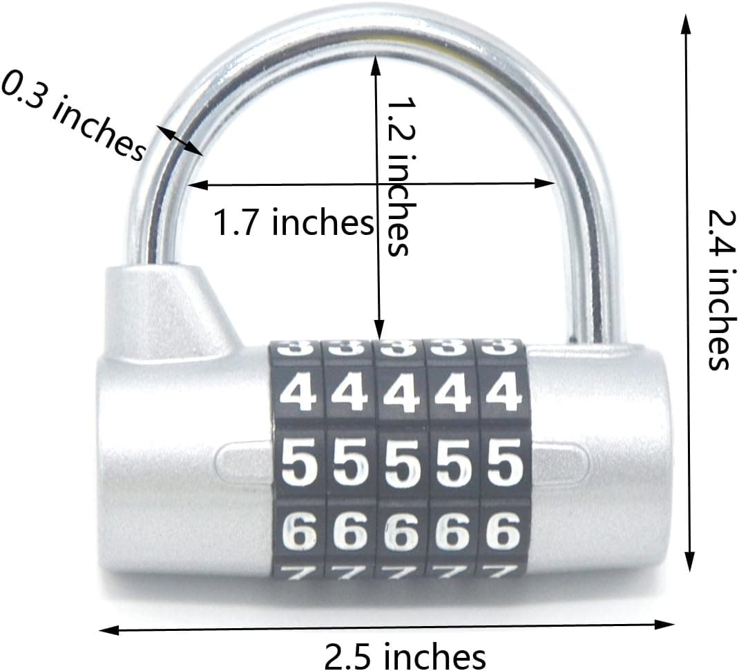 Fully 2 Pack Big Combination Padlock; 5 Passwords Sturdy Security Combination Lock for School, Home, Office, Employee, Athletic, Storage Lockers, Cabinets; Initial Combination 00000; Colors May Vary