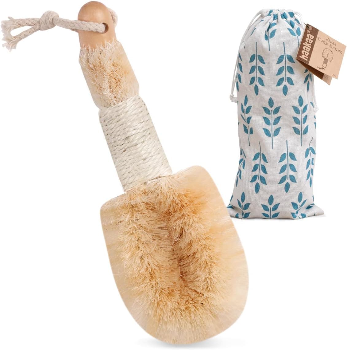 haakaa Sisal Body Brush Shower Brush for Cleaning Bath Brush Dry Skin Brush - Natural Spa to Improve Blood Circulation Exfoliate Skin, Sisal Bristle for Men & Women - 9.4" Length