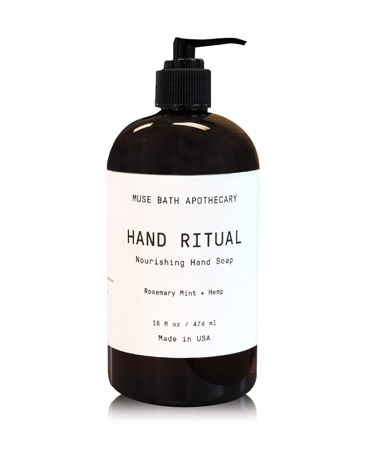 Muse Bath Apothecary Hand Ritual - Aromatic and Nourishing Hand Soap, Infused with Natural Aromatherapy Essential Oils - 16 oz, Rosemary Mint + Hemp