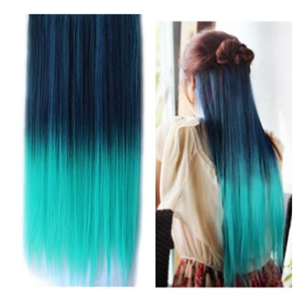 Heahair 22" Full Head Clip in Synthetic Hair Extensions for Women Peacock Green HC0003-2
