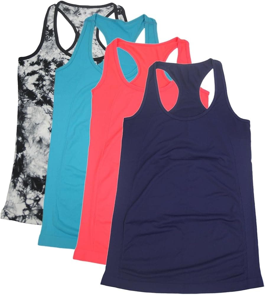 Semath Women's Workout Camisole Round Neck Racerback Tank Top 1,4 or 6 Pack