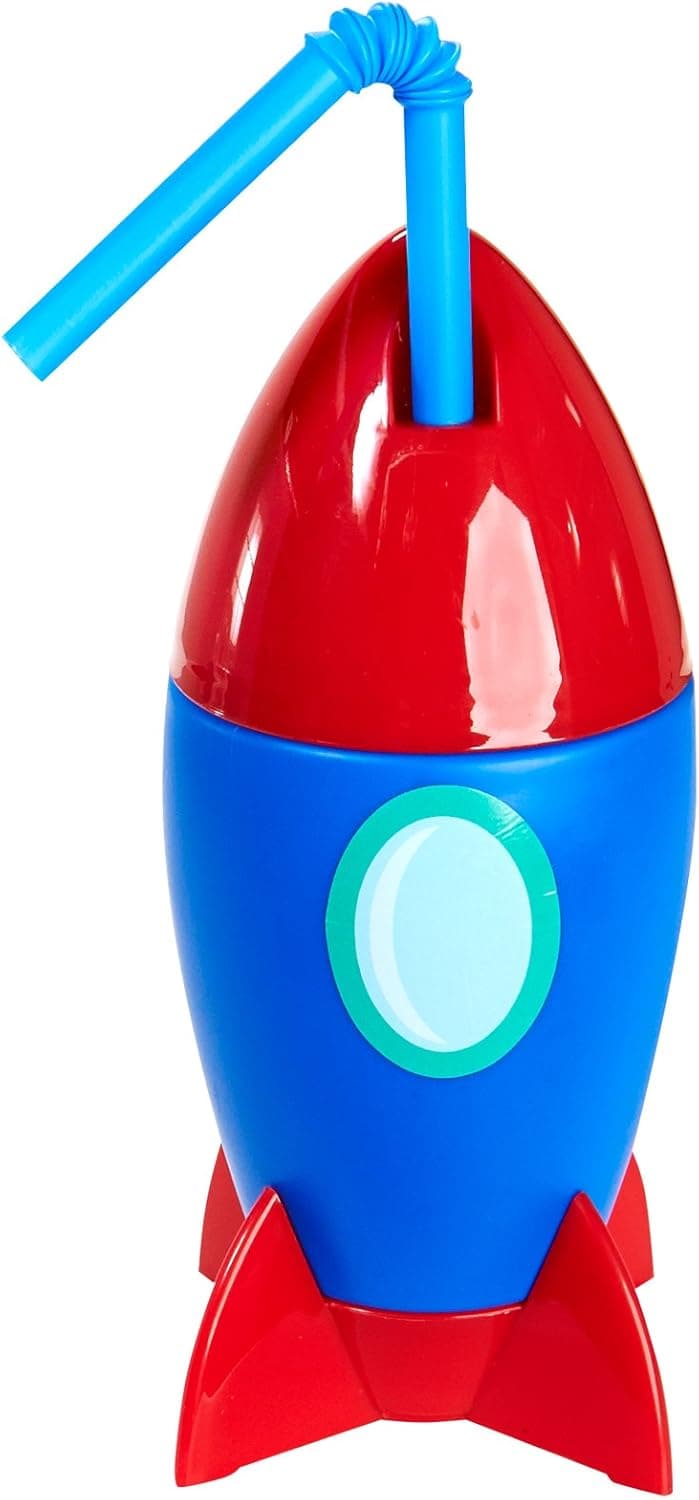 Solar System Rocket to Space Astronaut Childrens Birthday Party Supplies - Space Ship Plastic Sippy Cup with Straw (4)