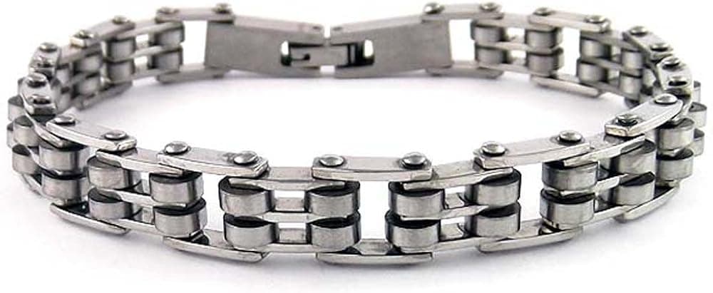 Bike Chain Bracelet in Polished Stainless Steel - Sizes 8.5 INCH