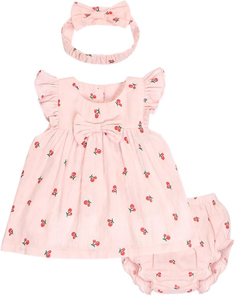 Ding Dong Baby Girls Summer Fruit Dress 3pieces Sets Outfits