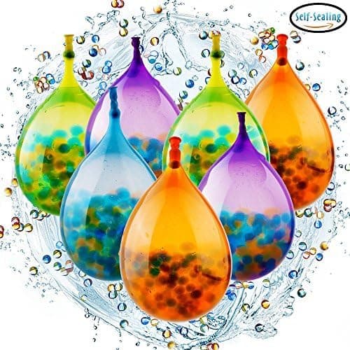 PROLOSO Water Beads Balloon Bombs Pack, Self Sealing, 10000pcs Water Beads, 100 pcs of 4'' Balloons, Teamwork Kit, Quick and Easy, for Fun or Gift