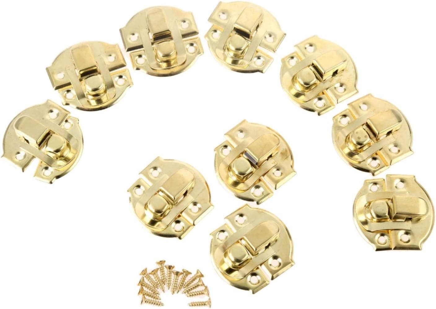ODETOJOY 10Pcs Antique Gold Box Hasps Iron Lock Catch Latches For Jewelry Chest Box Suitcase Buckle Clip Clasp Vintage Hardware 27-29mm