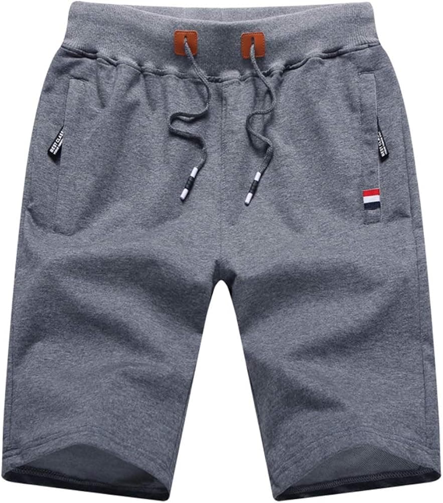 Kihatwin Big Boys' Pull-On Knit Shorts Casual Jogger Summer Cotton Elastic Waist Shorts with Zipper Pockets