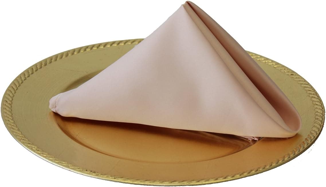 Your Chair Covers - 10 Pack 20 Inch L'Amour Satin Napkins Blush, Oversized, Double Folded and Hemmed Table Napkins for Restaurant, Bistro, Wedding, Thanksgiving and Christmas