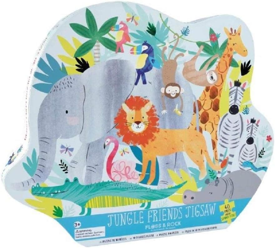 Floss & Rock 42P6330 Jungle Elephant Shaped Jigsaw with Shaped Box, 40-Piece Set