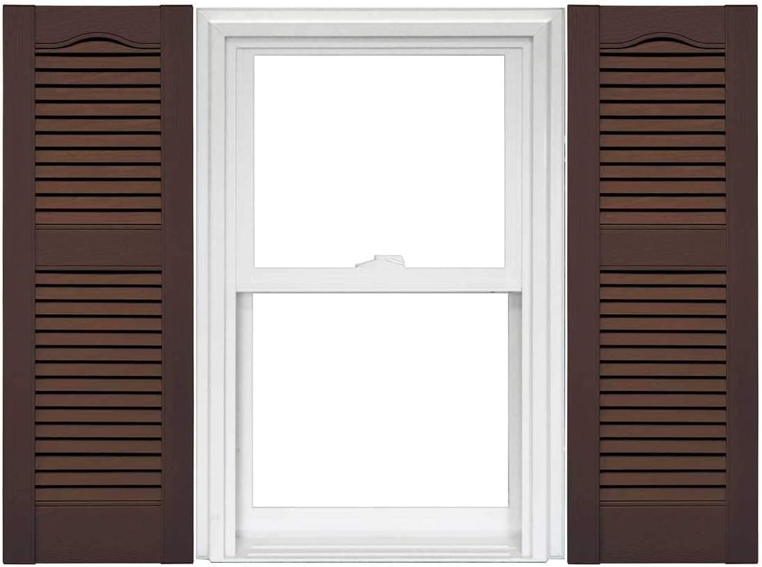 Mid America Open Louver Vinyl Shutters (1 Pair) - 14.5 x 64 009 Federal Brown