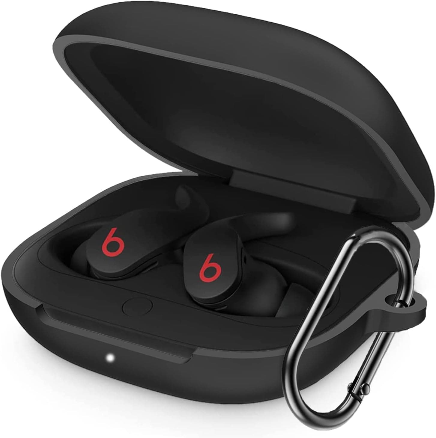 Case Cover for Beats Fit Pro 2021 New Wireless Earbuds, Soft Silicone Durable Shockproof Anti-Scratch Full Body Protective Cover with Portable Keychain for Women Men (Black)