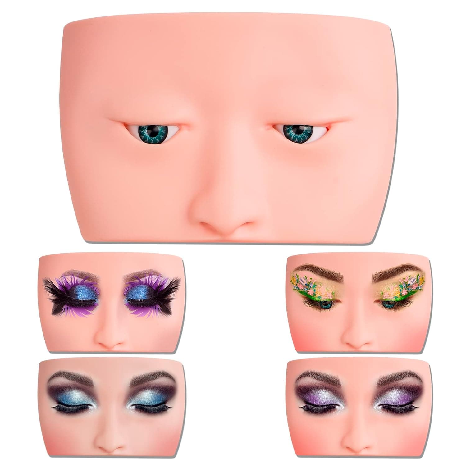 WBCBEC Makeup Practice Face, 3D Silicone Makeup Mannequin Practice Board, Face Eye Makeup Practice Board, Suitable for Professional Makeup Artists Students and Beginners to practice eyesmakeup (1PCS)