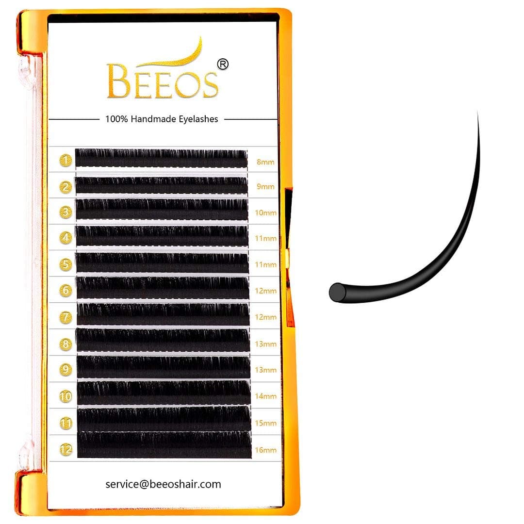 BEEOS Volume Eyelash Extensions 0.05mm D Curl 8-16mm Mixed Individual Mink Lash Extension Supplies for Professional Stylists(D 0.05-8-16mm)