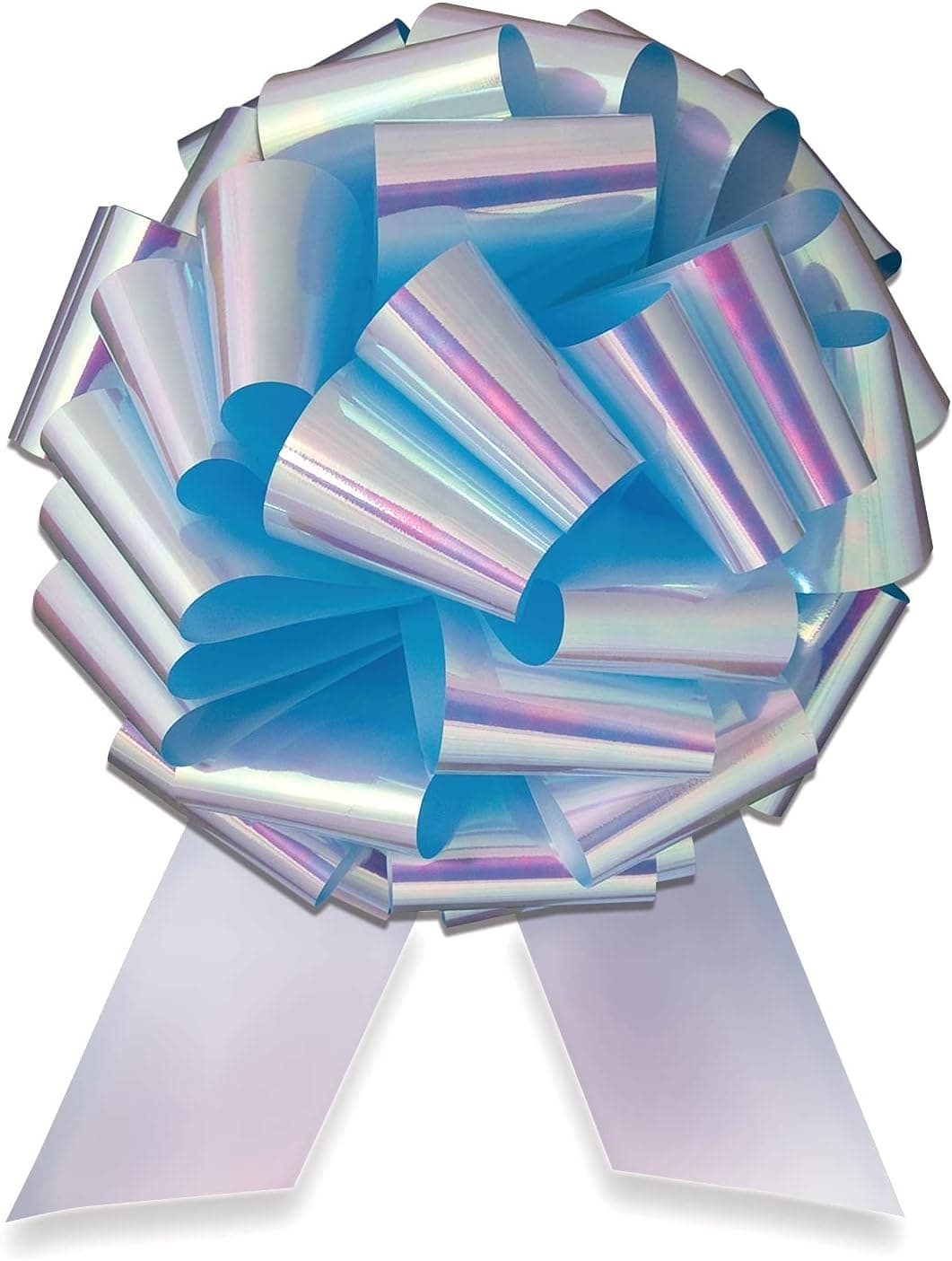 Forum Novelties 10-Count Pull Bows, 14", Silver Iridescent