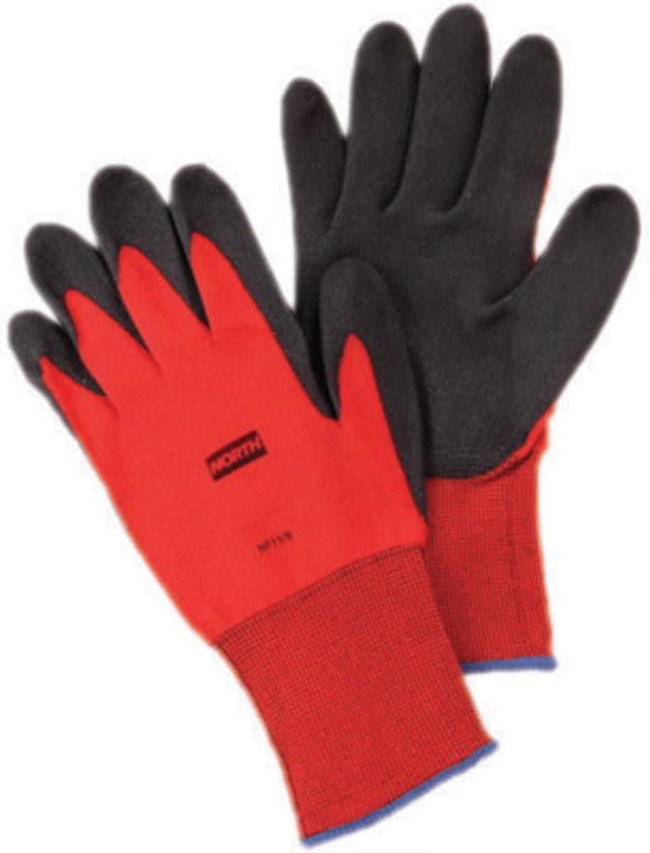 Northflex Coated Gloves, Vinyl/PVC, Black/Red, Large
