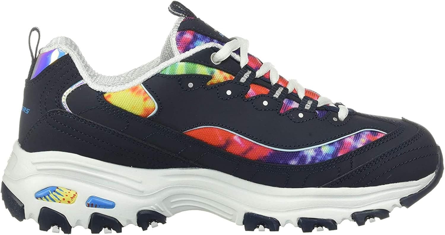 Skechers womens D'lites - Summer Fiesta Sneaker, Navy/Multi, 8.5 US